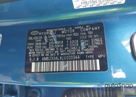 2020 Hyundai Tucson Ultimate from USA, damaged, VIN KM8J33ALXLU103344